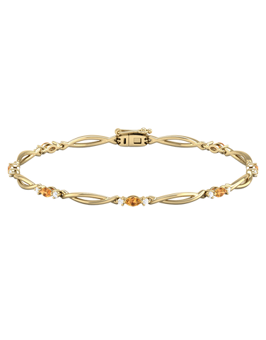 Citrine Bracelet - 10ct Yellow Gold Citrine & Diamond Bracelet - 787947