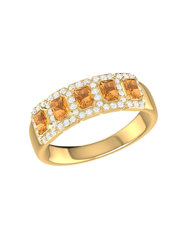 Citrine Ring - 10ct Yellow Gold Citrine & Diamond Ring - 787951