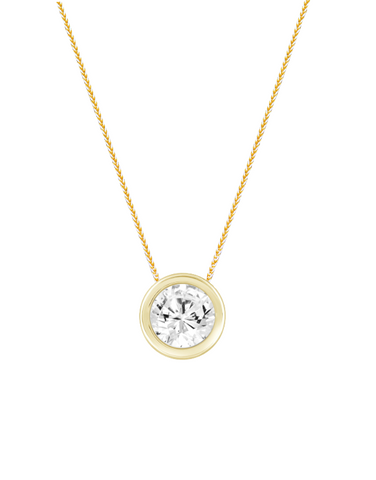 Diamond Pendant - 0.50ct Bezel Set Lab Grown Diamond Slider Pendant in 14ct Yellow Gold - 788869