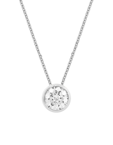 Diamond Pendant - 0.75ct Bezel Set Lab Grown Diamond Slider Pendant in 14ct White Gold - 788871