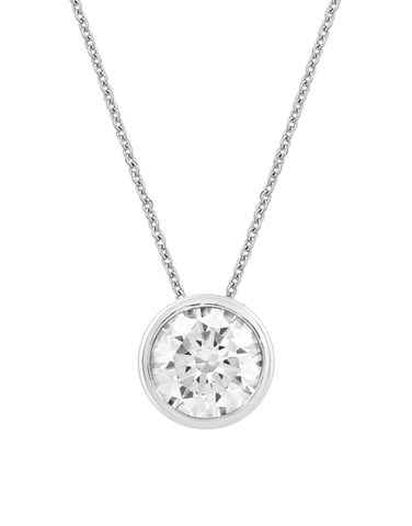 Diamond Pendant - 2.00ct Bezel Set Lab Grown Diamond Slider Pendant in 14ct White Gold