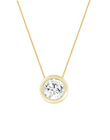 Diamond Pendant - 1.00ct Bezel Set Lab Grown Diamond Slider Pendant in 14ct Yellow Gold