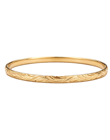 Gold Bangle - 10ct Yellow Gold Solid Engraved Bangle - 782391