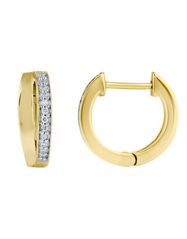 10ct Yellow Gold Diamond Set Hoop Earrings-789420