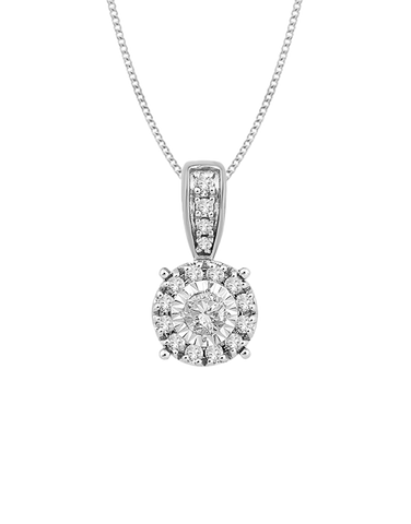 10ct White Gold Diamond Set Pendant- 789209