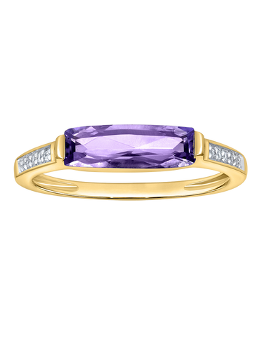 Amethyst Ring - 10ct Yellow Gold Amethyst & Diamond Set Ring - 789423