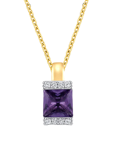 Amethyst Pendant - 10ct Yellow Gold Amethyst & Diamond Pendant - 788059