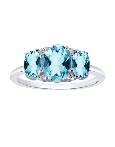 Blue Topaz Ring - 10ct White Gold Blue Topaz & Diamond Ring - 788252