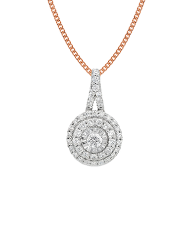 10ct Rose Gold Diamond Set Pendant- 789213