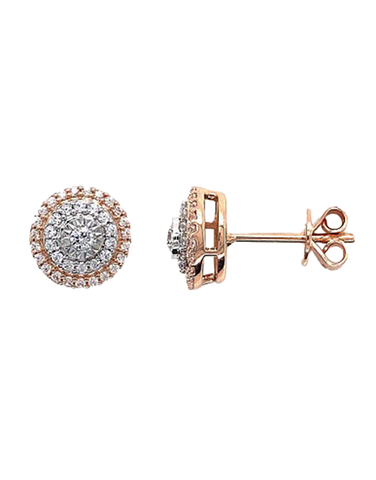 10ct Rose Gold Diamond Set Stud Earrings- 789214