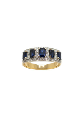 Sapphire Ring - 10ct Yellow Gold Sapphire & Diamond Ring - 788238