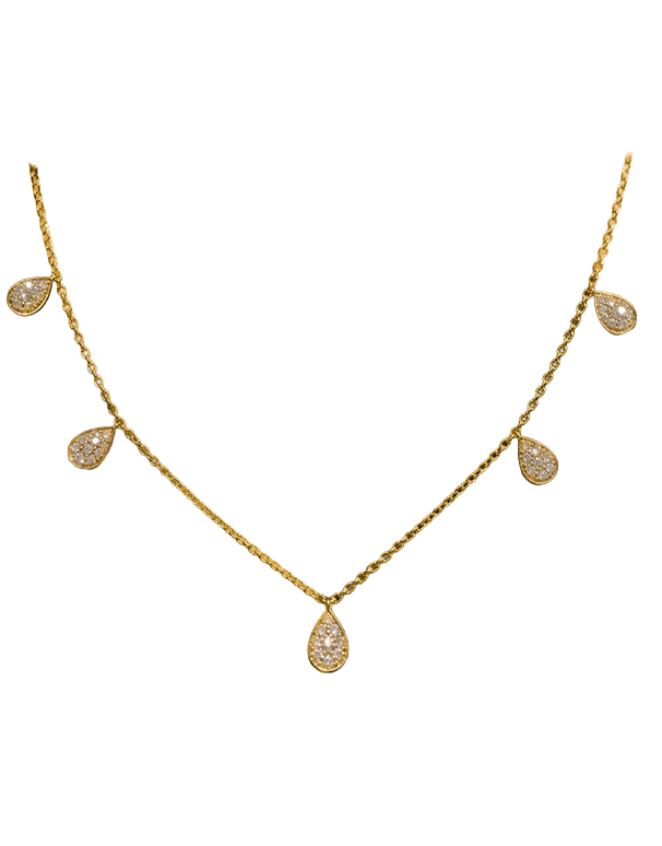 Diamond Necklet - 10ct Yellow Gold Diamond Set Station Necklet - 789350