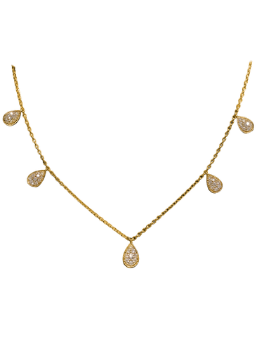 Diamond Necklet - 10ct Yellow Gold Diamond Set Station Necklet - 789350