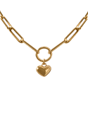 Gold Chain - 10ct Yellow Gold 47.7cm Paper Clip Chain with Heart - 790407