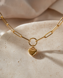 Gold Chain - 10ct Yellow Gold 47.7cm Paper Clip Chain with Heart - 790407