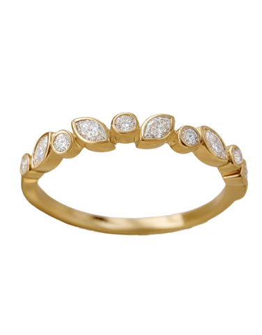 10ct Yellow Gold Marquise & Round Brilliant Cut Diamond Band - 787981
