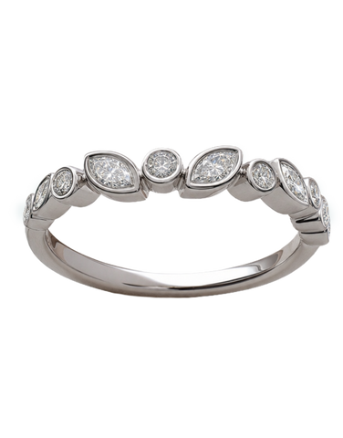 10ct White Gold Marquise & Round Brilliant Cut Diamond Band - 787994