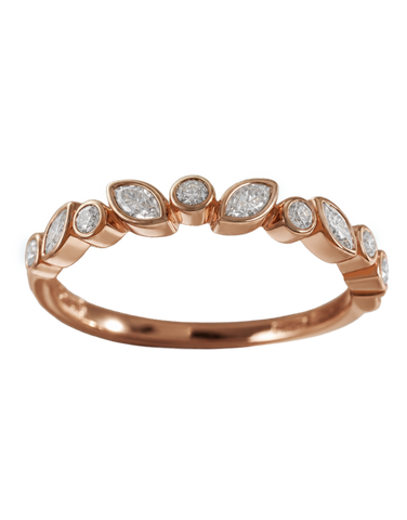 10ct Rose Gold Marquise & Round Brilliant Cut Diamond Band - 787995