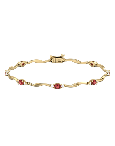 Garnet Bracelet - 10ct Yellow Gold Garnet & Diamond Bracelet - 787942