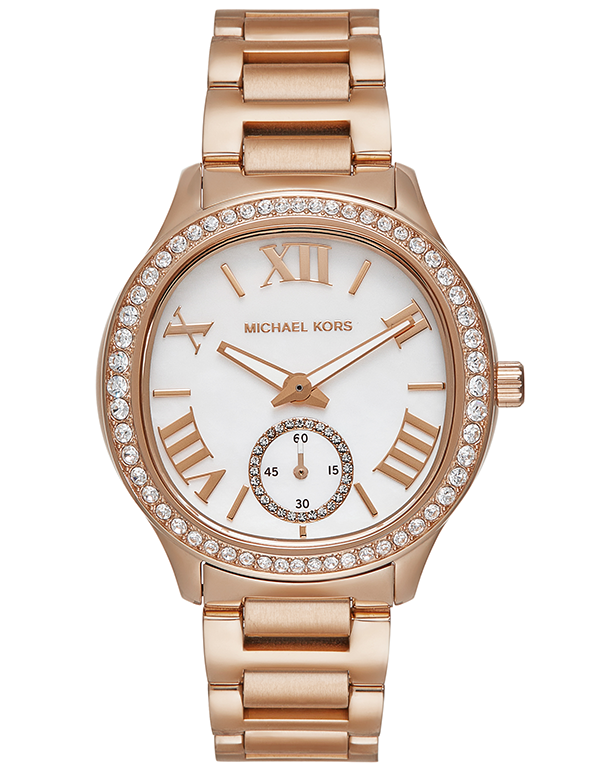 Michael Kors Sage Three Hand Rose Gold Tone Stainless Steel Watch