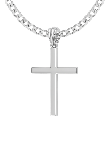 Gold Pendant- 10ct White Gold Cross- 781332