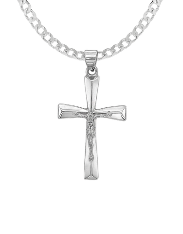 Gold Pendant- 10ct White Gold Crucifix- 785422