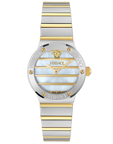Versace Greca Logo Pearl Qtz Two Tone 33mm  - VE0S00325 - 790178