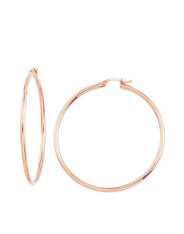Gold Earrings - 10ct Rose Gold Round Hoop Earrings - 784865