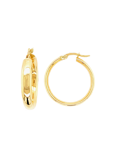 Gold Earrings - 10ct Yellow Gold Half Round Hoop Earrings - 788586