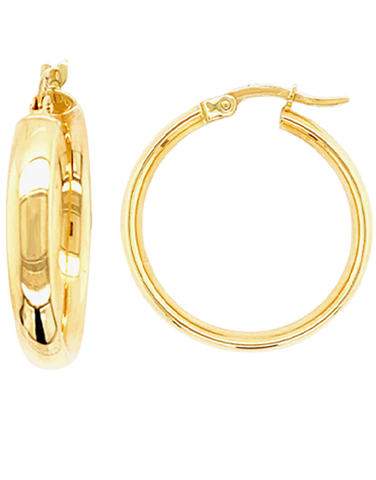 Gold Earrings - 10ct Yellow Gold Half Round Hoop Earrings - 788584