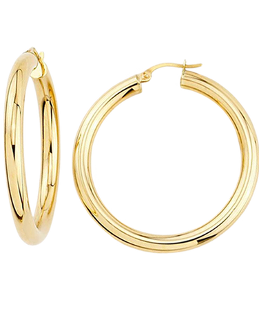 Gold Earrings - 10ct Yellow Gold Round Hoop Earrings - 782263