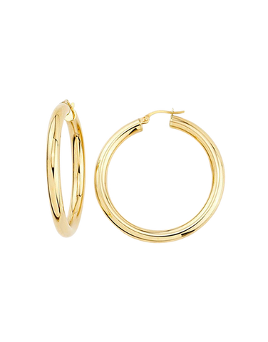 Gold Earrings - 10ct Yellow Gold Round Hoop Earrings - 782267