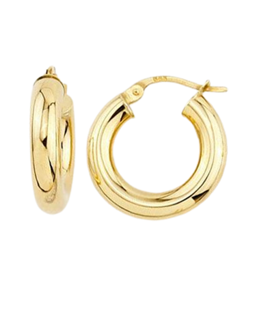 Gold Earrings - 10ct Yellow Gold Round Hoop Earrings -  782260