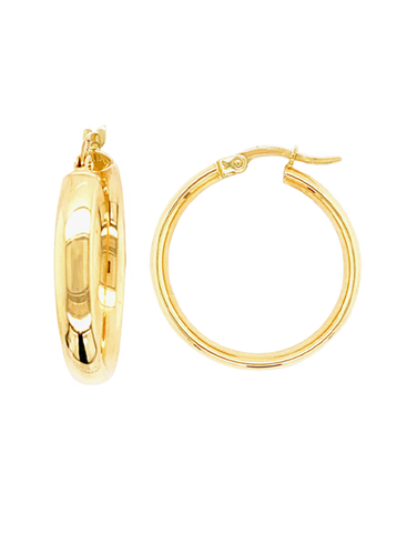 Gold Earrings - 10ct Yellow Gold Half Round Hoop Earrings - 788585