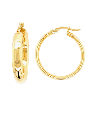 Gold Earrings - 10ct Yellow Gold Half Round Hoop Earrings - 788582