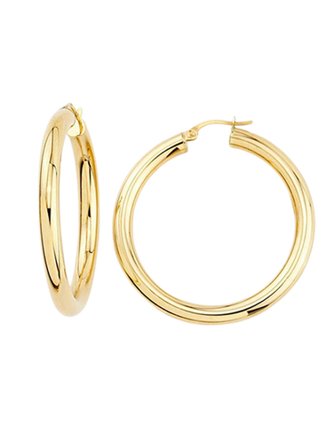 Gold Earrings - 10ct Yellow Gold Round Hoop Earrings - 782265