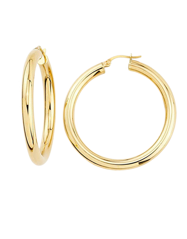 Gold Earrings - 10ct Yellow Gold Round Hoop Earrings - 788261