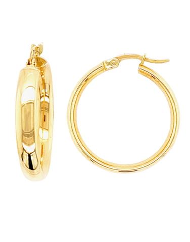 Gold Earrings - 10ct Yellow Gold Half Round Hoop Earrings - 788583