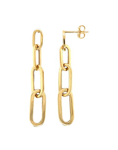 10ct Yellow Gold Paperclip Drop Earrings- 786883