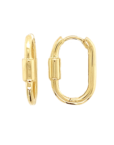 10ct Yellow Gold Paperclip Hoop Earrings - 786771