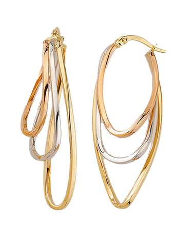 10ct Three-Tone Hoop Earrings- 788023