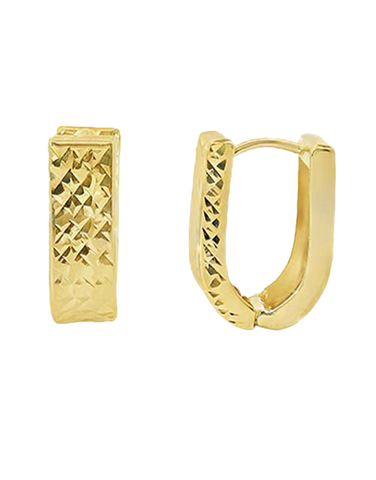 10ct Yellow Gold Diamond Cut Paperclip Huggie Earrings- 789278