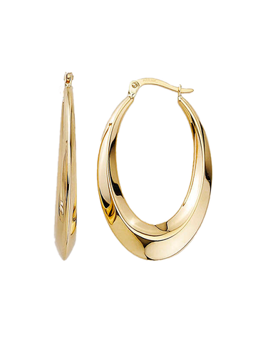 10ct Yellow Gold Oval Hoop Earrings- 789259