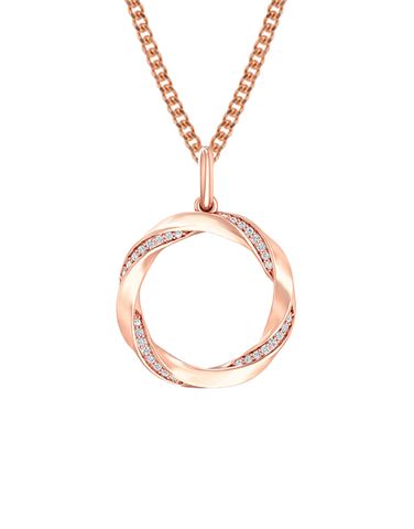 10ct Rose Gold Diamond Set 15mm Circle Pendant - 788967