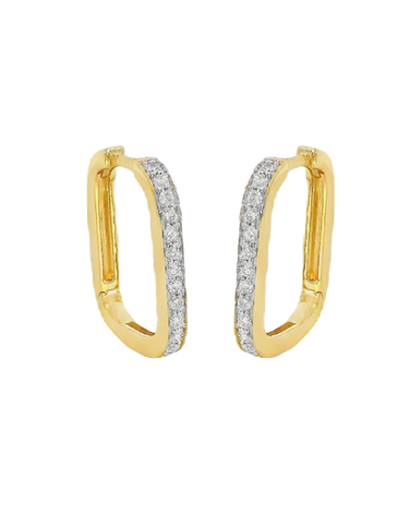 Diamond Hoop earrings- 10ct Yellow Gold Diamond Set Hoop Earrings- 789193