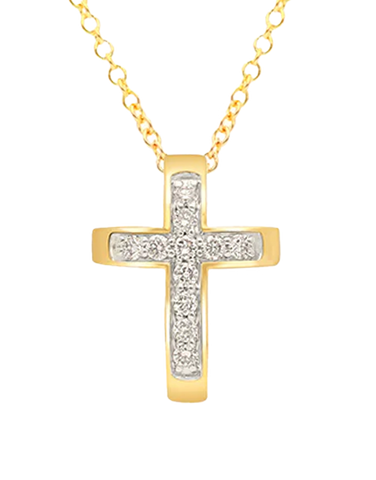 Diamond Pendant  - 10ct Yellow Gold  Diamond Set Cross Pendant - 784180