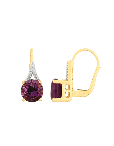 Amethyst  Earrings - 10ct Yellow Gold Amethyst & Diamond Set Earrings - 788032