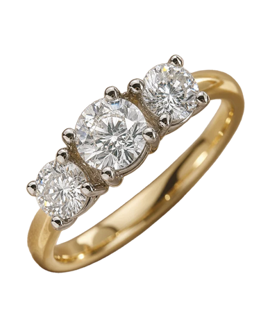 Diamond Ring - 18ct Two Tone Diamond Trilogy Engagement Ring - 757081
