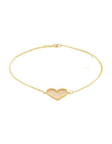 Gold Bracelet - 10ct Yellow Gold 19cm Heart Bracelet - 790428