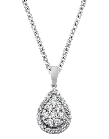 Diamond Pendant - 10ct White Gold Diamond Set Pear Shape Pendant - 784063